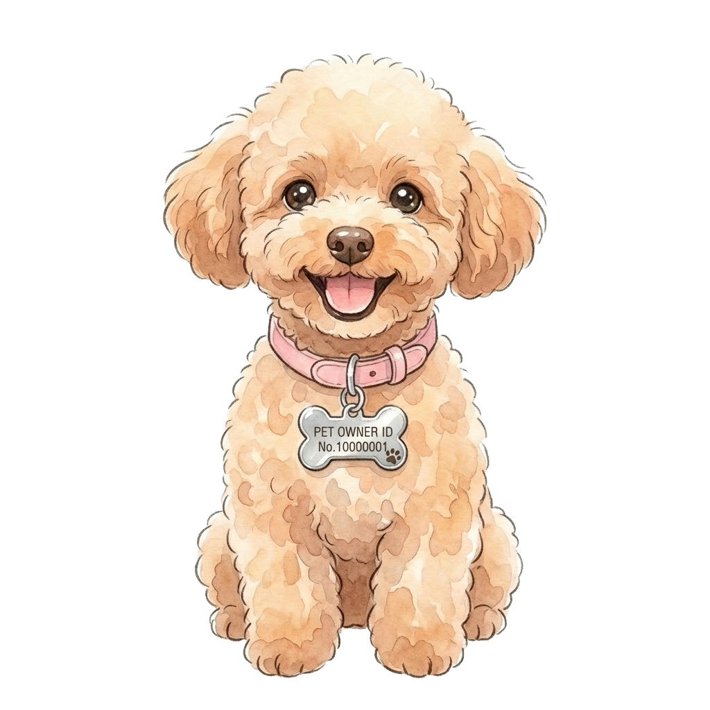 ペットオーナーIDタグを着けた犬のイラスト